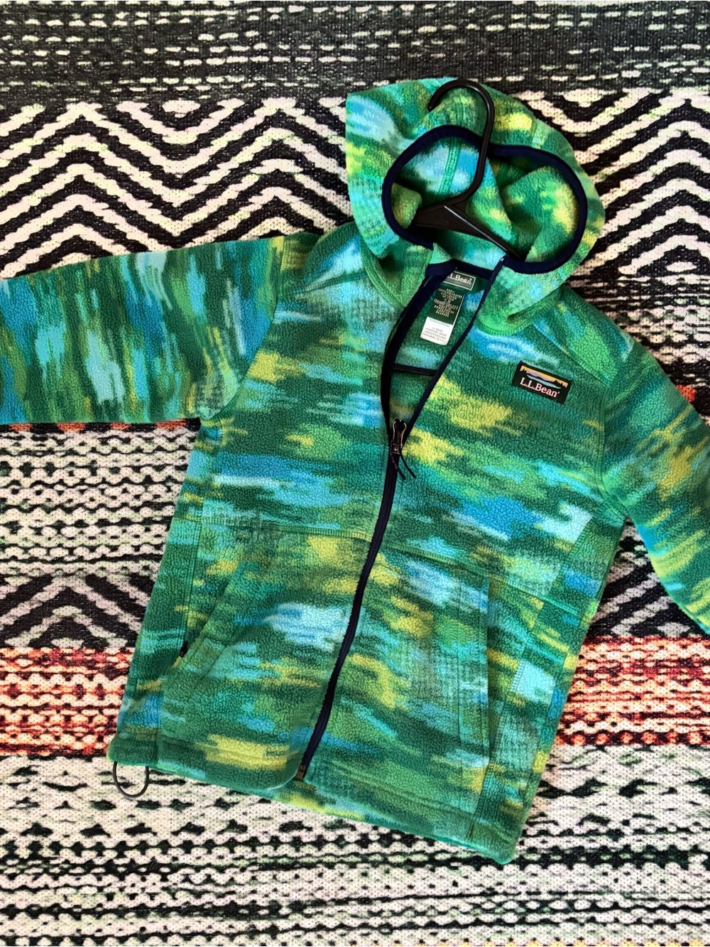 LL Bean green fleece zip up hoodie size 8
